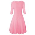 thumbnail image 4 of Robes pour Femmes 2024 Été Surdimensionnée Tempérament Manches Trois Quarts Faux Deux Pièces Encolure Patchwork Grande Jupe Robe en Dentelle Rabais de 50 % Liquidation!, 4 of 5