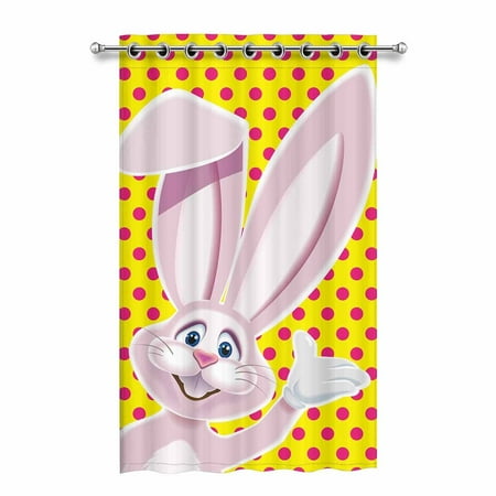 Yusdecor Cute Pink Easter Bunny Blackout Window Curtain Drapes
