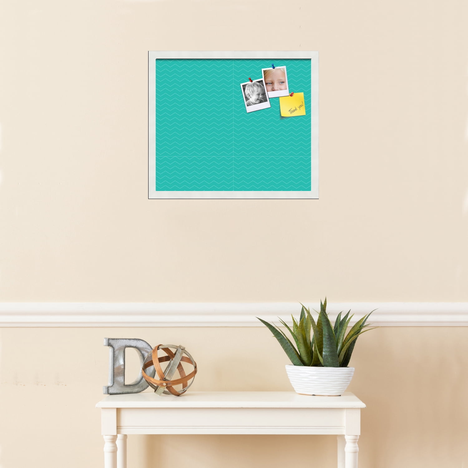 PinPix ArtToFrames 18x15 Custom Cork Bulletin Board    Poster Board Has a Fabric Style Canvas Finish, Framed in Satin White Frame (PinPix-650)