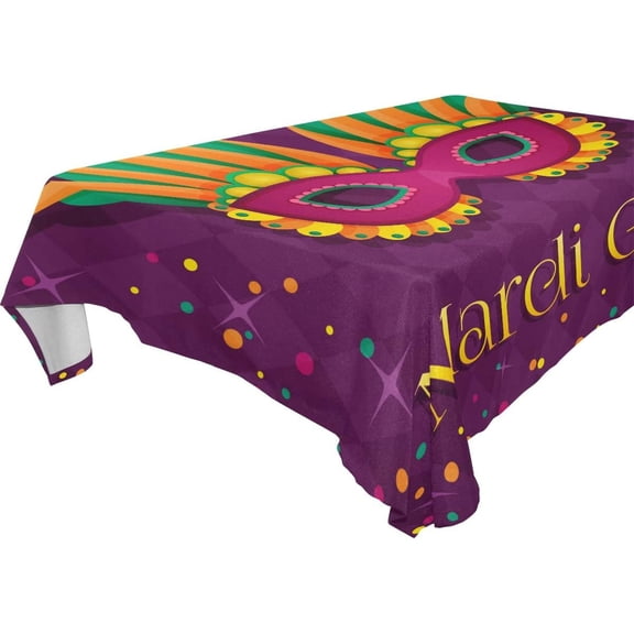 SKYSONIC Mardi Gras Rectangle Tablecloth Spill-Proof Polyester Table Cloth Table Cover for Kitchen Dining Picnic Holiday Party Decoration,60x120 Inch