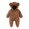 thumbnail image 2 of Xdegoge Fluffy Baby Snowsuit Full Zip Up Thick Fleece Winter Hooded Footed Jumpsuit Outerwear for Infant Boys Girls Outwear Hoodie Romper, 2 of 9