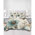 thumbnail image 3 of Quilts Full Size, Turquoise Tulip Soft Comforter Bedding Set for Bed, Spring Vintage Botanical Butterfly Floral Lightweight Quilted Bedspread with Pillow Cover(2 Pieces) for All Season, 78x90 Inch, 3 of 6