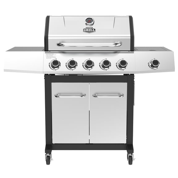 Expert Grill 5-Burner Propane Gas Grill with Side Burner, and Side Table, Stainless Steel