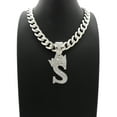 thumbnail image 3 of iJewelry2 Kings and Queens Crowned Initial Letter S Crystals Pendant Silver-tone Cuban Linked Chain Necklace, 3 of 3