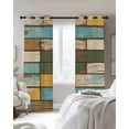 thumbnail image 4 of Brown Blue Vintage Kitchen Curtains Retro Farmhouse Elegant Pastoral Cafe Short Curtains for Bathroom Blackout Window Curtain Grommet Small Window Treatment Drapes for Bedroom Living Room 27.5"x39"x2, 4 of 9