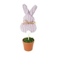 thumbnail image 2 of Knitted Bunny Shaped Decorative Ornament with Faux Moss Base and Terracotta Style Pot for Home Display Use, 2 of 9