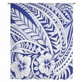 thumbnail image 2 of Polynesia Texture Sheer Curtains 45 Inches Long, Retro Traditional Tribe Floral Abstract Blue Light Filering Curtains, Breathable Simi Curtain Privacy Drapes for Kitchen Bathroom Window Treatment, 2 of 9