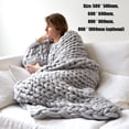 thumbnail image 3 of Practical Chunky Knit Woolen Pure Color Handwork Wool Sofa Bed, 3 of 8