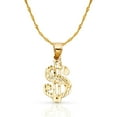 thumbnail image 1 of 14K Yellow Gold Dollar Sign Charm Pendant with 1.8mm Singapore Chain Necklace - 18", 1 of 4