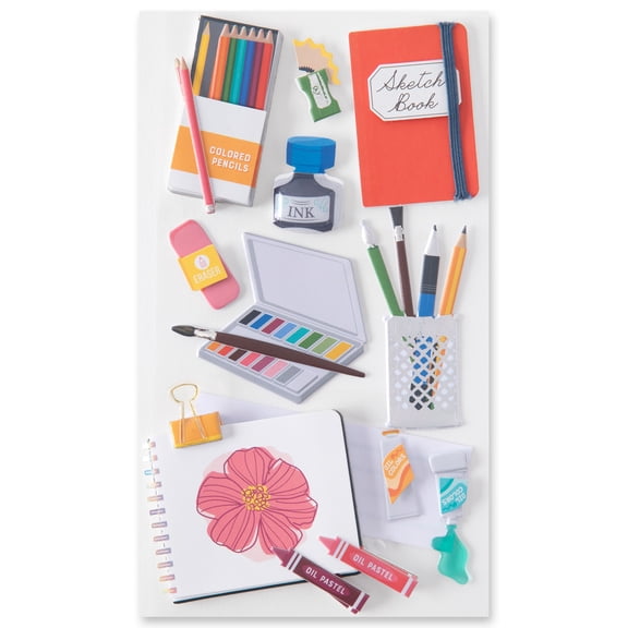 Recollections Drawing Dimensional Stickers, 12 Pack