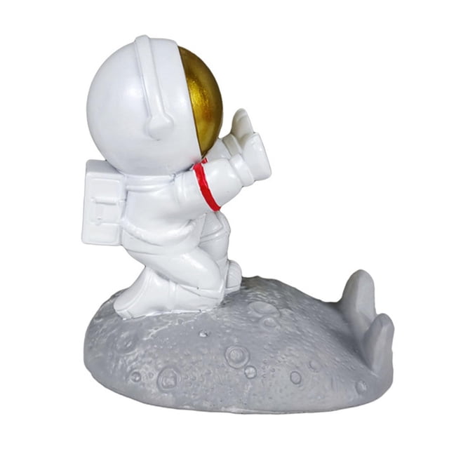 creativo para teléfono móvil, tabletas para teléfonos móviles, soporte, escultura hecha a mano, de dibujos en 3D oro Sunnimix Figuras de astronauta de resina