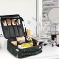 thumbnail image 5 of FORMRS Travel Makeup Bag Large Capacity Train Case Cosmetic Organizer with Adjustable Dividers, Green Christmas Trees, 5 of 8