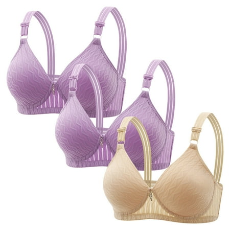Lisbinx Nursing Bras 3PC Woman s Embroidered Glossy Comfortable Breathable Bra Underwear No Rims Holiday Deals