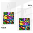 thumbnail image 3 of DouZhe Reusable Grocery Bags, Funny Cute Colourful Monsters Lightweight Polyester Canvas Cloth Tote Bag for Travle Gym Shopping School, 15" x 16", 3 of 7
