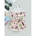thumbnail image 4 of Bagilaanoe 2pcs Toddler Baby Girl Short Pants Set Print Sleeveless Cami Tops + Shorts 6M 12M 18M 24M 3T 4T Kids Casual Summer Outfits, 4 of 9