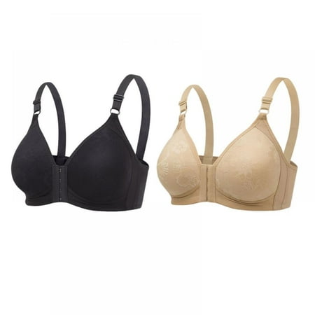 

Push-up Bra Front Buckle Lift Bra - Comfortable Full Coverage Big Breasted Ultra-thin Bra No Steel Ring Gathering Soft Bra Lift Bras for Women Push up Front Closure(2-Packs)