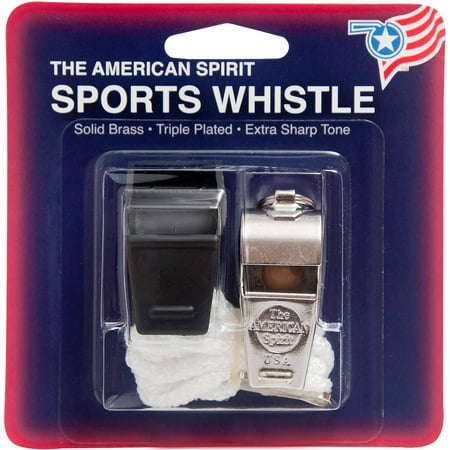 American Spirit Solid Brass Sports Whistle and Lanyard
