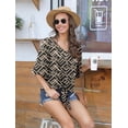 thumbnail image 4 of Anygrew Womens Tops Summer Blouses V Neck Batwing Sleeve Tops Tie Knot Chiffon Button Down Casual Blouse, 4 of 7