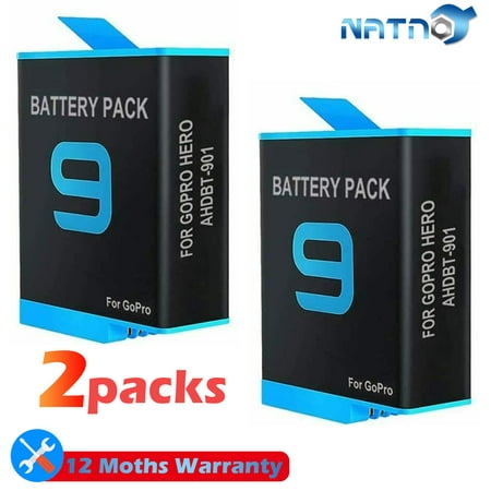 Image of Replacement Hero 9/10 Batteries 1800mAh(2-Pack) for Gopro Hero 9 Black Hero 10 Black Fully Compatible with Gopro Hero 9/10 Battery and Hero 9/10 Charger