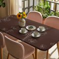thumbnail image 3 of Brown Flowers Table Cloths for 6 Foot Rectangle Tables, Pastoral Abstract Floral Minimalist Art Patio Waterproof Elastic Fitted Tablecloths, Washable Rectangular Table Cover for Camping, 3 of 8