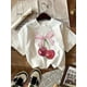 thumbnail image 1 of Summer Cotton T-Shirt - Cherry & Bow Print Casual Loose Fit Breathable Round Neck Short Sleeve Top, White with Cherry & Bow Design, Comfortable Casual Attire, 1 of 6