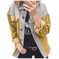 thumbnail image 2 of IROINNID Women's Short Shacket Jacket Stripes Long Sleeve Casual Stripe Patchwork Long Cardigan Tops jjj, Yellow, 2 of 8