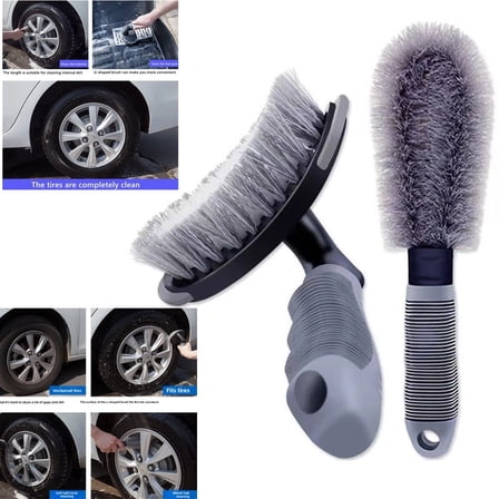Tire Brush Soft Bristle Car Detailing Upholstery Wheel Brush Auto Cleaner Easy Scrubbing 2 Pack