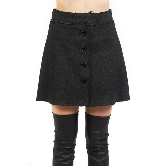 Hache Gray Tweed Button Front Mini Skirt 44