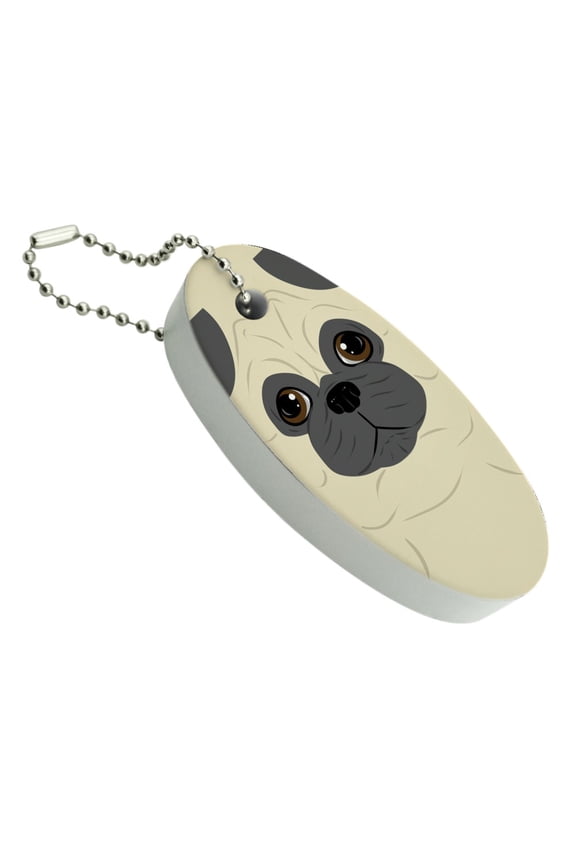 Cute Pug Face Pet Dog Floating Foam Keychain Fishing Boat Buoy Key Float