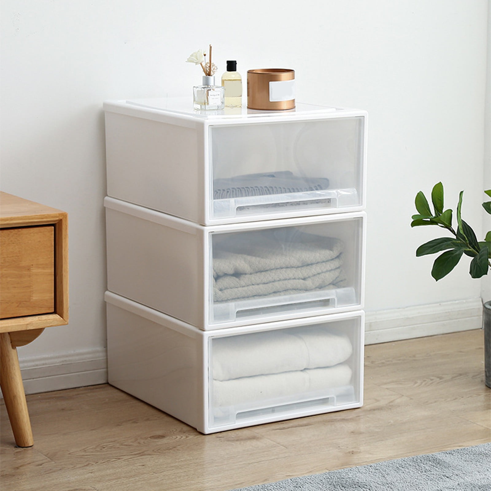 Plastic Drawers, 1PC Drawer Type Underwear Storage Box Household Stackable Desktop Storage Box, Storage Organizer with Drawers