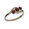 thumbnail image 1 of LBG British Made 18k White Gold Natural Garnet Womens Trilogy Ring - 33 size options - Size 6.25, 1 of 7