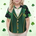 thumbnail image 5 of LEKWK Boys St. Patrick's Day Shirt Faux Suit Vest Graphic Short Sleeve Button Down Top Irish Festival Performance Wear, 5 of 9