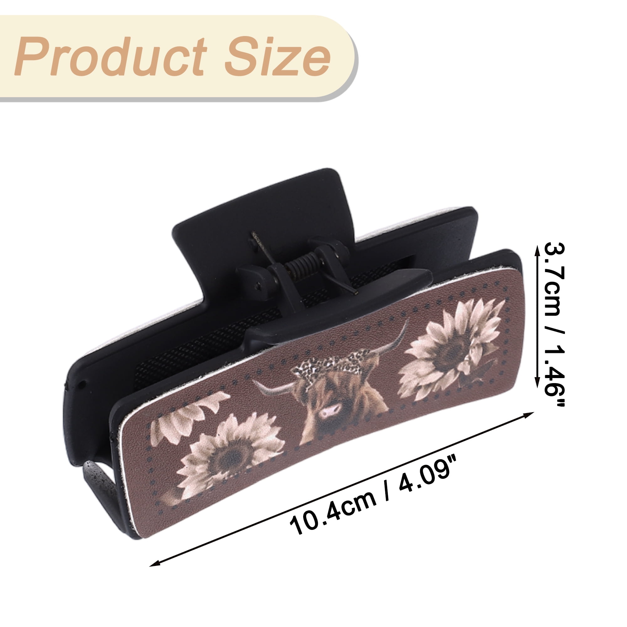 Unique Bargains Highland Cattle Hair Claw Clips, Matte Faux Leather Design Black
