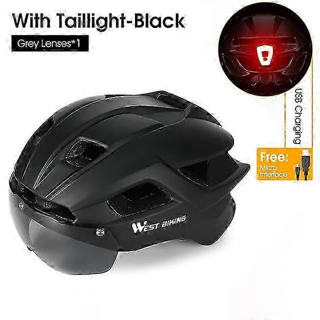 Cycling Helmet Men Women With Taillight Goggles Road Mtb Bicycle Helmet Sun Visor Lens E-bike Motorcycle Helmet
