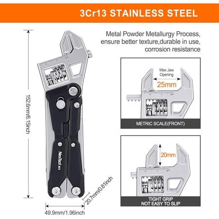 NexTool W4 Adjustable Ratchet Wrench Multitool 11-IN-1 Foldable EDC Tool with Pliers Knife Saw and Screwdriver Multi Tool for Camping and Gifts for Him