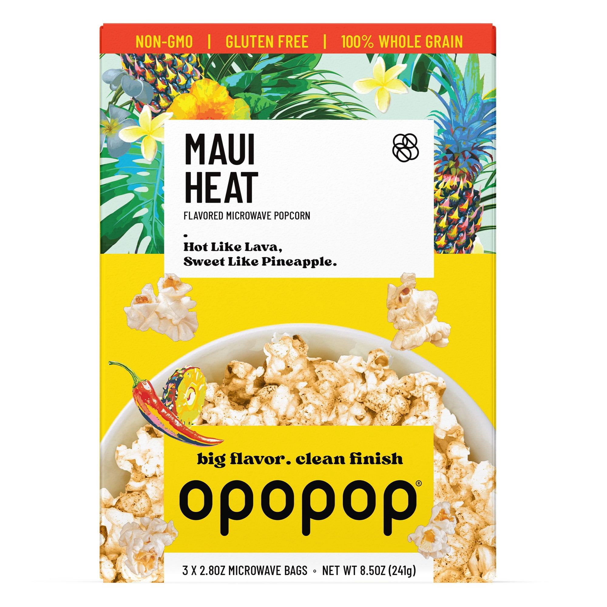 Opopop Microwave Popcorn Maui Heat Flavor 2.8oz/3ct - Walmart.com