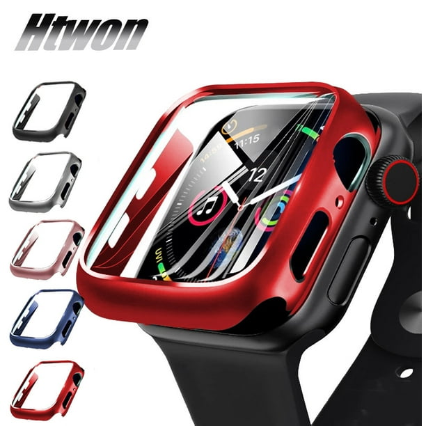 Htwon AntiScratched Tempered Glass+Protective Case For Apple Watch