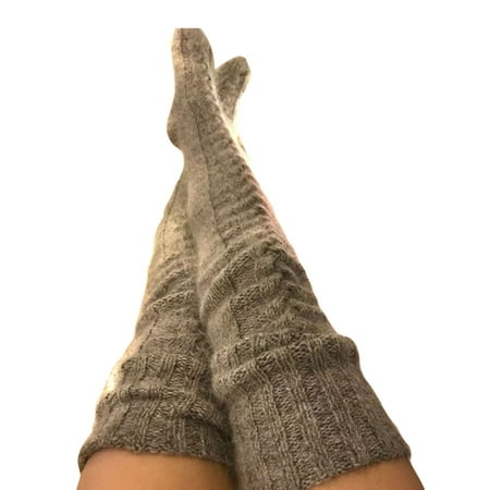 

Listenwind Women Winter Warm Knit Cable Long Socks Stockings Casual Wool Thigh High Over Knee High Socks Girls Female Leg Warmers