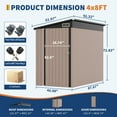 thumbnail image 2 of Studyset 4×8 FT Lean to Storage Shed,Heavy-Duty Outdoor Metal Storage Shed,Garden Tool Metal StorageHouse W/Lockable Door and 2 Air Vents,Metal Wall Side Bike Shed & Outdoor Storage, 2 of 9