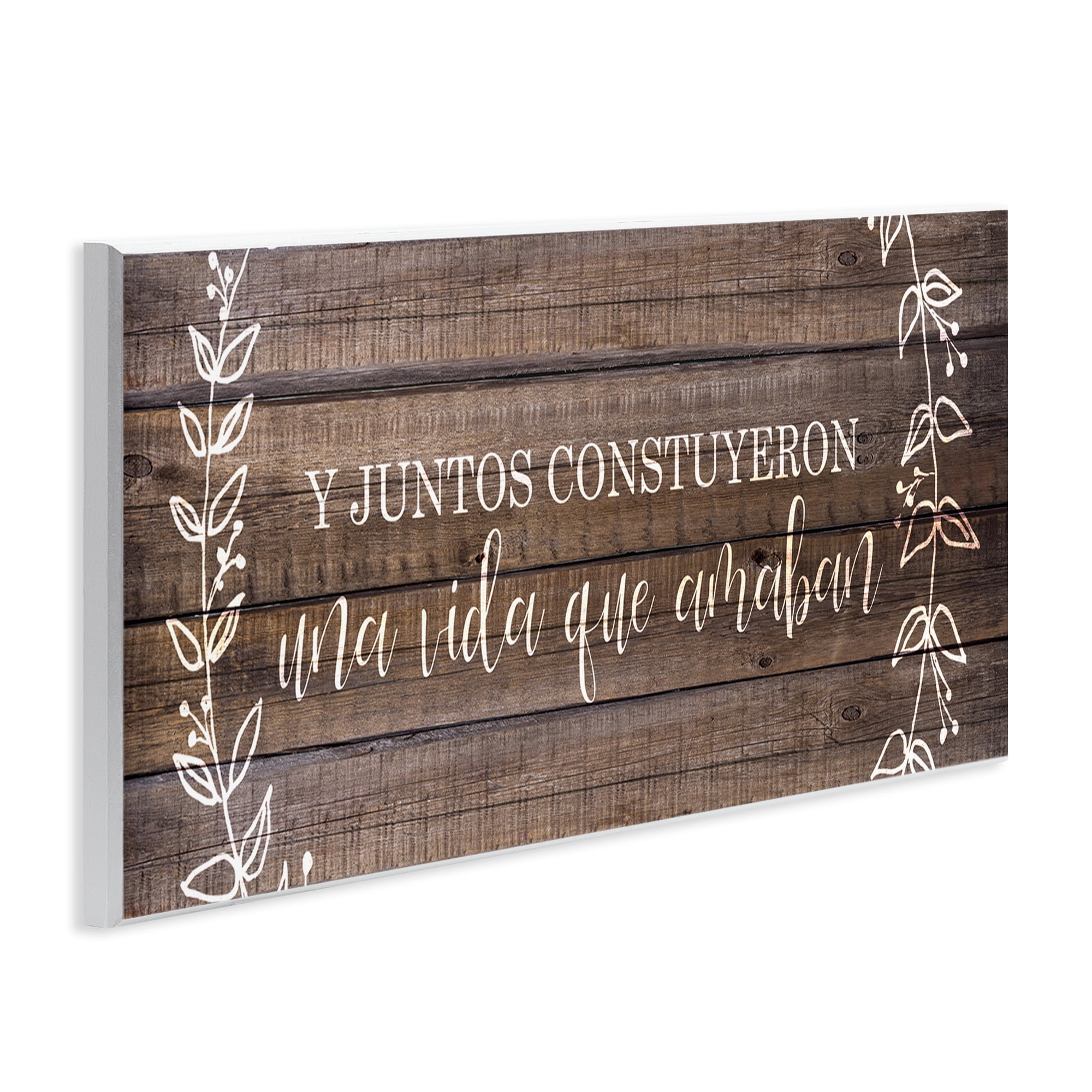 Stupell Industries Una Vida Construida en Amor Inspirational Quotes & Sayings Painting Unframed Art Print Wall Art, 17 x 7