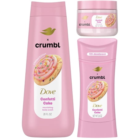Dove x Crumbl Funfetti Birthday Cookie Body Wash, Scrub, & Deodorant Set