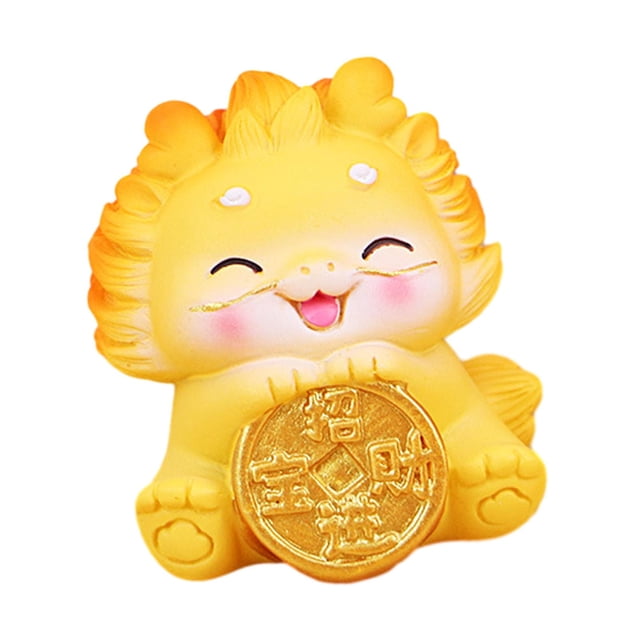 Figura de dragón de Año Nuevo chino, estatua de dragón chino de resina, mini dragón lindo Estilo B