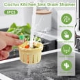 thumbnail image 3 of NUAHRHY 5Pcs Cactus Kitchen Sink Drain Strainer Plastic Press Automatic Dumping Basket Sink Draining Basket Sturdy Food Catcher Drain Filter Strainer for Most Universal Sink, 3 of 5