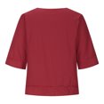thumbnail image 6 of AherBiu Plus Size Tops for Women 1/2 Sleeve Cotton Linen Dressy Casual Blouse Scoop Neck Loose Tunic Shirt, 6 of 7