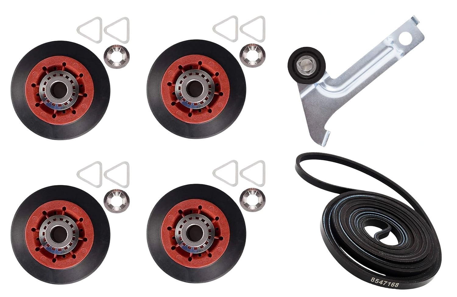 Scaroo WP8547168, 8547174V, WPW10314173 X 4  Whirlpool Maytag Dryer Belt, 4 Roller, Idler Kit