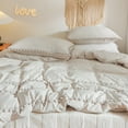 thumbnail image 5 of Move Over Farmhouse Bedding Set Soft Washed Microfiber Three Layer Pom Poms Pattern Beige Grey Duvet Cover Set Twin No Filling, 5 of 8