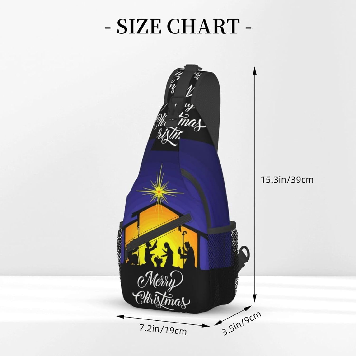 Merry Christmas Nativity Jesus Holy Night Sling Bag Crossbody Hiking Travel Chest Bags Backpack Shoulder Daypack for Women Men