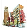 thumbnail image 3 of Detroit Duvet Cover Set Queen Size, Buildings on Woodward Avenue in the Downtown Detroit Artistic Sketchy Urban Scene, Decorative 3 Piece Bedding Set with 2 Pillow Shams, Multicolor, by Ambesonne, 3 of 3