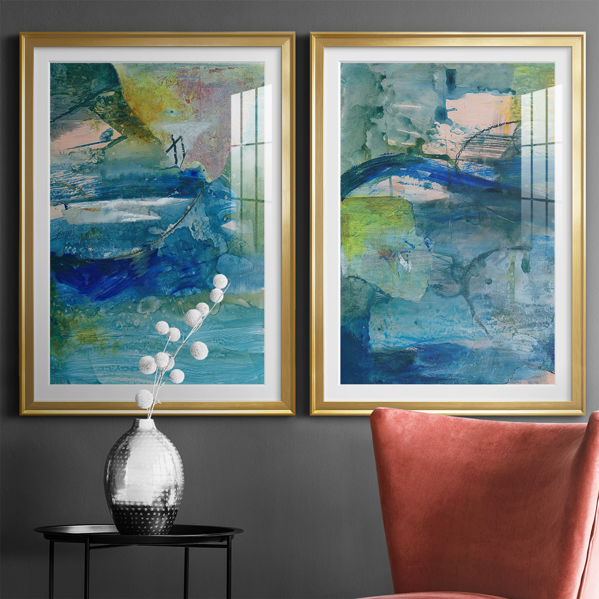 Wexford Home Spring Winds VII Premium Framed Print, 30.5" x 42.5" - Ready to Hang, Gold (Set of 2)