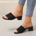 thumbnail image 4 of Square Open Toe Heeled Sandals for Women Low Block Chunky Heel Sandals Slip on Mules Comfortable Dress Shoes Black 8.5(41), 4 of 9